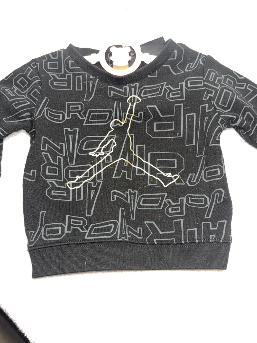 Jordan Black Crewneck with Outline Jumpman Graphic